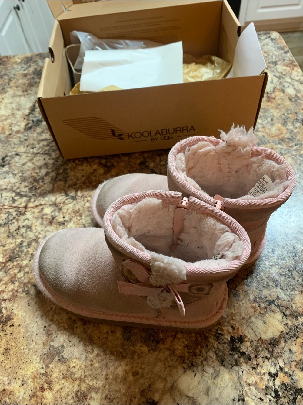 Koolaburra Kids Light Pink Shearling Booties